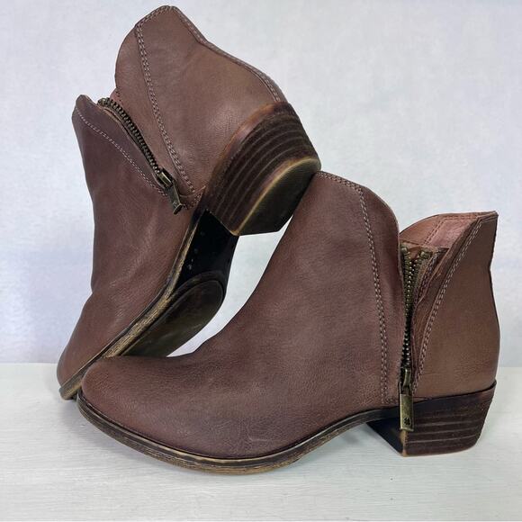 Lucky Brand Boots Womens 6M/36 Brenon Leather Round Toe Side Zipper Ankle - Picture 16 of 16